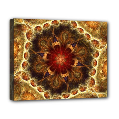 Dawn Day Fractal Sunny Gold Red Deluxe Canvas 20  X 16  (stretched) by Pakrebo