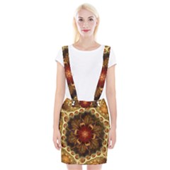 Dawn Day Fractal Sunny Gold Red Braces Suspender Skirt by Pakrebo