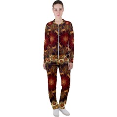 Dawn Day Fractal Sunny Gold Red Casual Jacket And Pants Set by Pakrebo