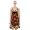 Dawn Day Fractal Sunny Gold Red Spaghetti Strap Velvet Dress View1