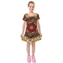 Dawn Day Fractal Sunny Gold Red Kids  Short Sleeve Velvet Dress View1