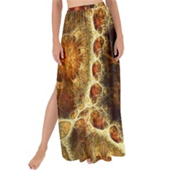 Dawn Day Fractal Sunny Gold Red Maxi Chiffon Tie-up Sarong by Pakrebo