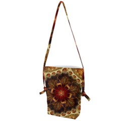 Dawn Day Fractal Sunny Gold Red Folding Shoulder Bag