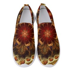 Dawn Day Fractal Sunny Gold Red Women s Slip On Sneakers