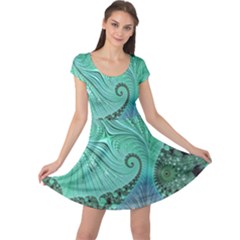 Fractal Artwork Fan Shape Art Cap Sleeve Dress by Pakrebo