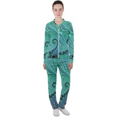 Fractal Artwork Fan Shape Art Casual Jacket And Pants Set