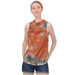 Fractal Art Artwork Pattern Fractal High Neck Satin Top