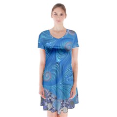 Fractal Artwork Artwork Fractal Art Short Sleeve V-neck Flare Dress