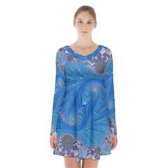 Fractal Artwork Artwork Fractal Art Long Sleeve Velvet V-neck Dress