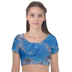 Fractal Artwork Artwork Fractal Art Velvet Short Sleeve Crop Top 