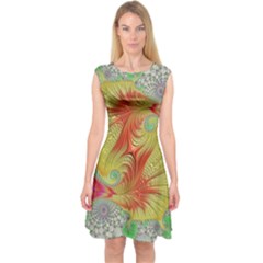 Fractal Artwork Fractal Artwork Capsleeve Midi Dress by Pakrebo