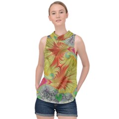 Fractal Artwork Fractal Artwork High Neck Satin Top