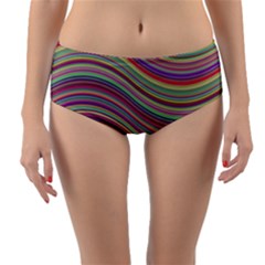 Wave Abstract Happy Background Reversible Mid-waist Bikini Bottoms