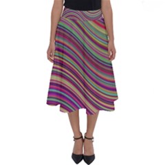 Wave Abstract Happy Background Perfect Length Midi Skirt by Pakrebo