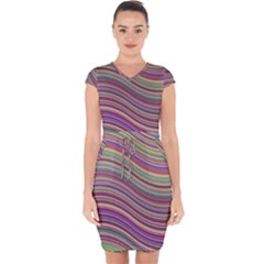 Wave Abstract Happy Background Capsleeve Drawstring Dress  by Pakrebo