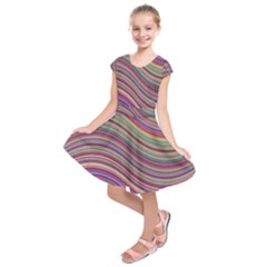 Wave Abstract Happy Background Kids  Short Sleeve Dress by Pakrebo