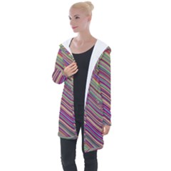 Wave Abstract Happy Background Longline Hooded Cardigan