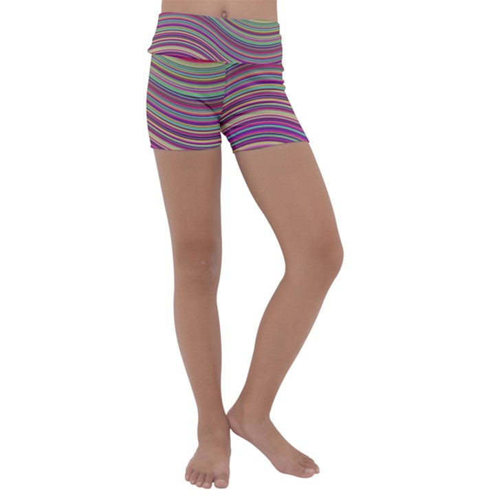 Wave Abstract Happy Background Kids  Lightweight Velour Yoga Shorts