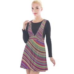 Wave Abstract Happy Background Plunge Pinafore Velour Dress