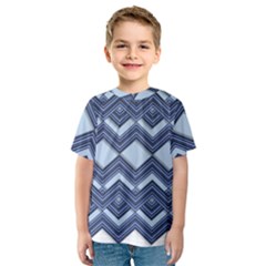 Textile Texture Fabric Zigzag Blue Kids  Sport Mesh Tee