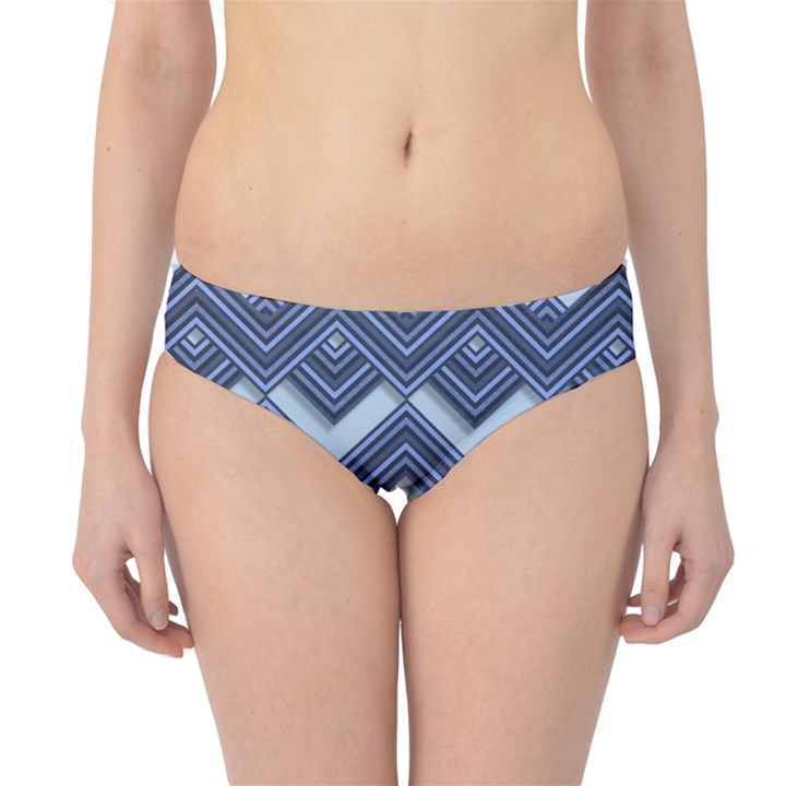 Textile Texture Fabric Zigzag Blue Hipster Bikini Bottoms