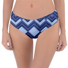 Textile Texture Fabric Zigzag Blue Reversible Classic Bikini Bottoms