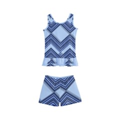 Textile Texture Fabric Zigzag Blue Kids  Boyleg Swimsuit