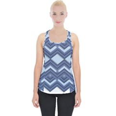 Textile Texture Fabric Zigzag Blue Piece Up Tank Top