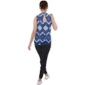 Textile Texture Fabric Zigzag Blue Mock Neck Chiffon Sleeveless Top View2