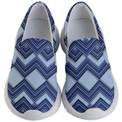 Textile Texture Fabric Zigzag Blue Kids  Lightweight Slip Ons