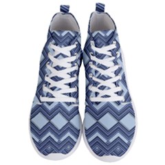 Textile Texture Fabric Zigzag Blue Men s Lightweight High Top Sneakers by Pakrebo