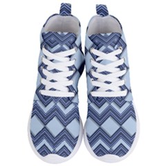 Textile Texture Fabric Zigzag Blue Women s Lightweight High Top Sneakers by Pakrebo