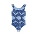 Textile Texture Fabric Zigzag Blue Kids  Frill Swimsuit View1