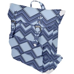 Textile Texture Fabric Zigzag Blue Buckle Up Backpack