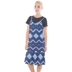 Textile Texture Fabric Zigzag Blue Camis Fishtail Dress