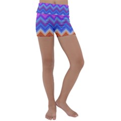 Pattern Chevron Zigzag Background Kids  Lightweight Velour Yoga Shorts