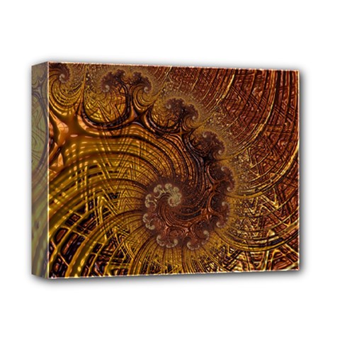 Copper Caramel Swirls Abstract Art Deluxe Canvas 14  X 11  (stretched) by Pakrebo