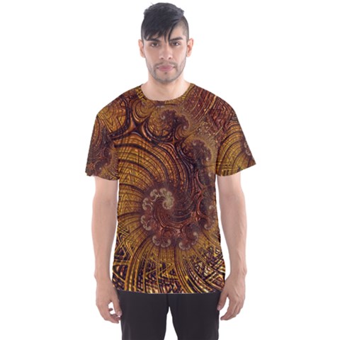 Copper Caramel Swirls Abstract Art Men s Sports Mesh Tee by Pakrebo