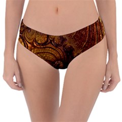 Copper Caramel Swirls Abstract Art Reversible Classic Bikini Bottoms by Pakrebo