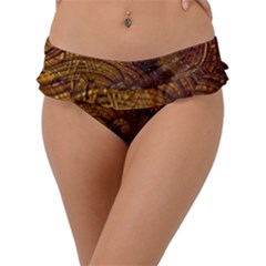 Copper Caramel Swirls Abstract Art Frill Bikini Bottom