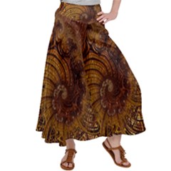 Copper Caramel Swirls Abstract Art Satin Palazzo Pants