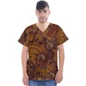 Copper Caramel Swirls Abstract Art Men s V-Neck Scrub Top View1