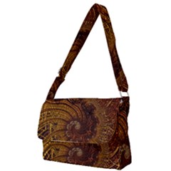 Copper Caramel Swirls Abstract Art Full Print Messenger Bag by Pakrebo