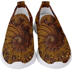 Copper Caramel Swirls Abstract Art Kids  Slip On Sneakers