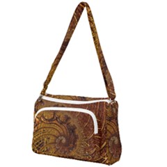 Copper Caramel Swirls Abstract Art Front Pocket Crossbody Bag