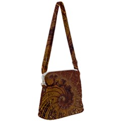 Copper Caramel Swirls Abstract Art Zipper Messenger Bag by Pakrebo