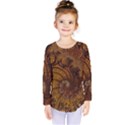 Copper Caramel Swirls Abstract Art Kids  Long Sleeve Tee View1