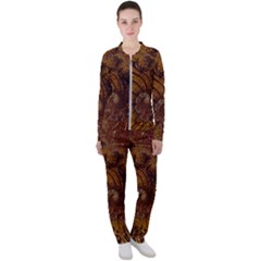 Copper Caramel Swirls Abstract Art Casual Jacket And Pants Set