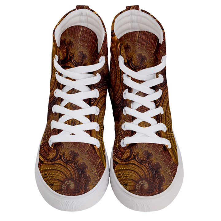 Copper Caramel Swirls Abstract Art Men s Hi-Top Skate Sneakers