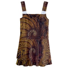 Copper Caramel Swirls Abstract Art Kids  Layered Skirt Swimsuit by Pakrebo